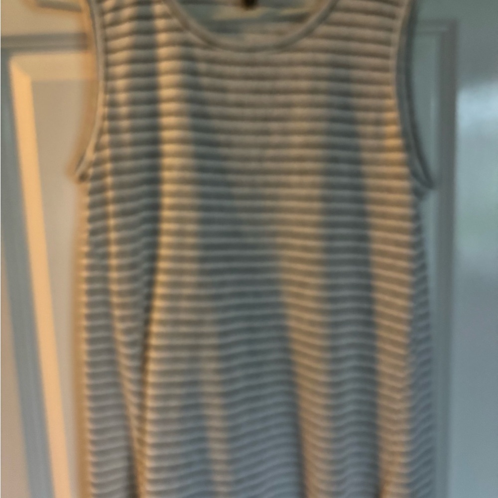 Bobeau Gray and White Striped Tank